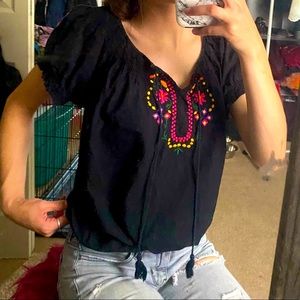 Vintage Floral Embroidered T- Shirt
